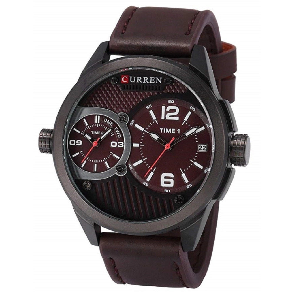 Trade Shop - Orologio Da Polso Uomo Curren Analogico Tondo Cur111 Colore Marrone -