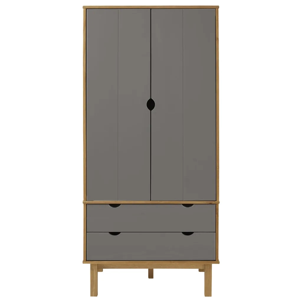 Armadio OTTA Marrone e Grigio 76,5x53x172 cm in Legno di Pinocod mxl 79719