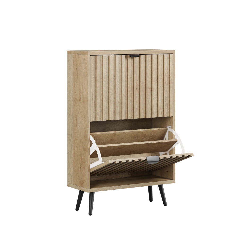 Scarpiera con 2 ribalte in finitura rovere