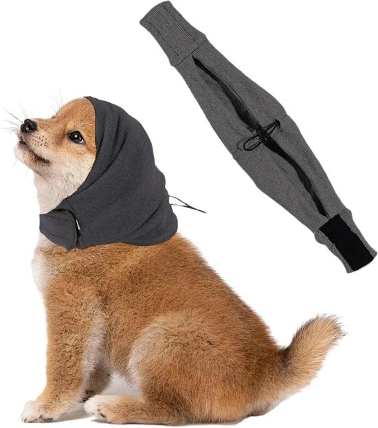 Orologi per piccoli cani - Grigio, S - Guanto per orecchie - Ambiente rilassante - Adesivo e regolabile - Cappuccio termico e protezione orecchie - Accessorio per cani