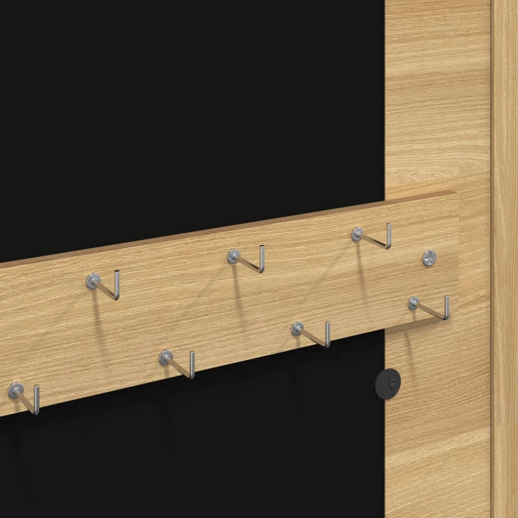 Mobiletto portagioielli organizer per camera da letto spogliatoio bagno con specchio da parete 30 x 8,5 x 67 cm marrone 02_0022825