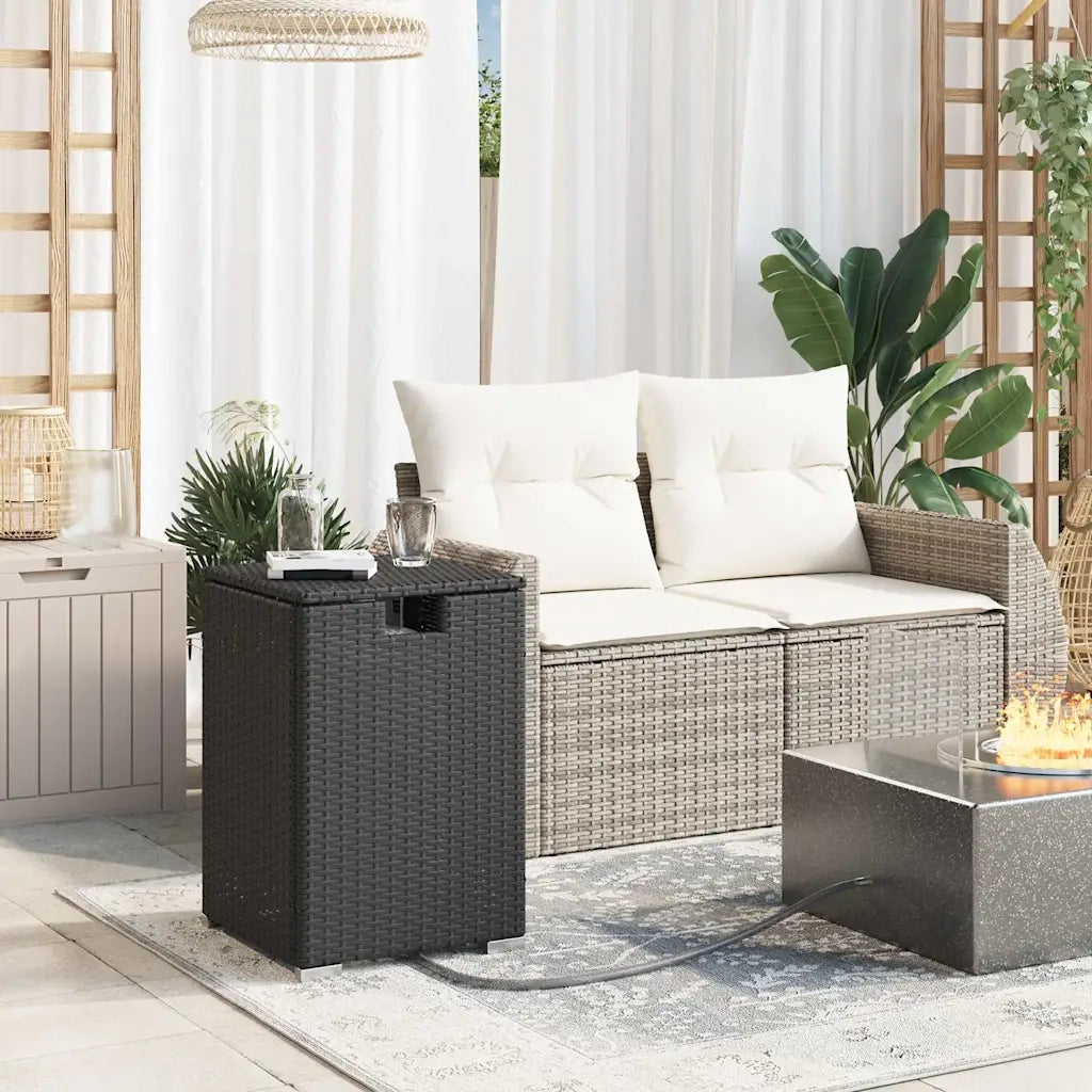 Tavolo Copri Serbatoio Propano Nero 40x40x60 cm in Polyrattan 366294
