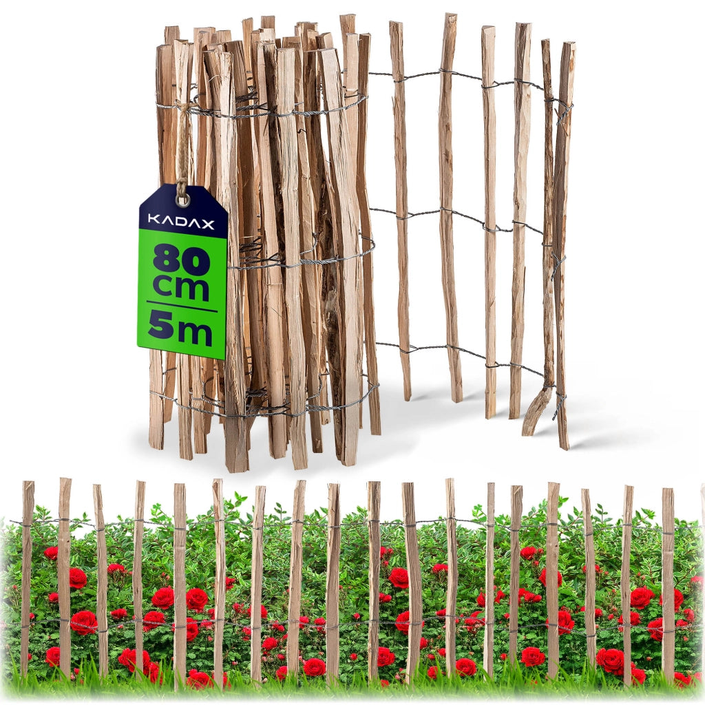 Recinzione protettiva avvolgibile KADAX Hazel Stacket Fence per giardino, 500x80 cm, 7-9 cm.