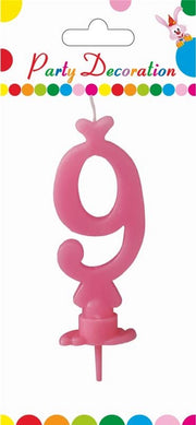 MAURY'S CANDELA PER COMPLEANNO NUMERO "9" ROSA