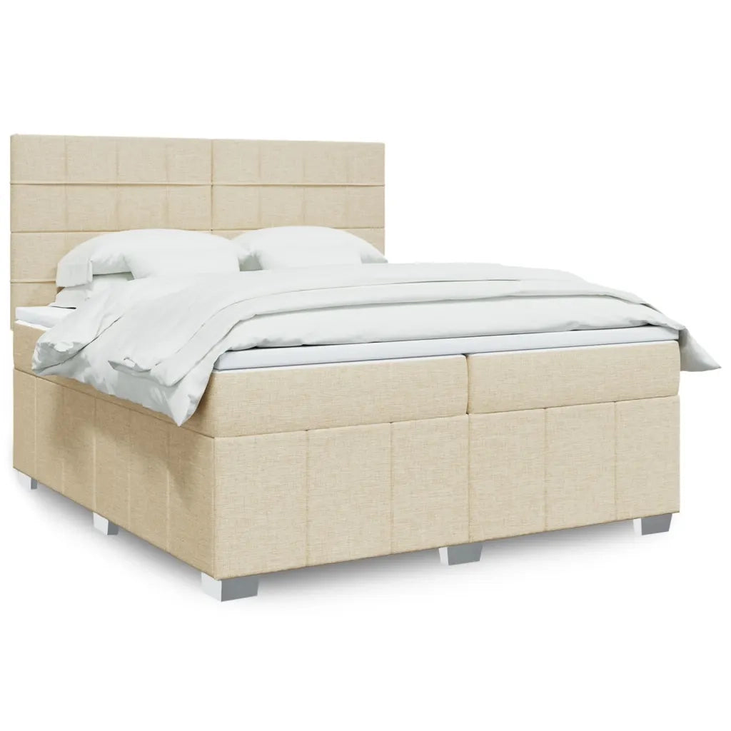 Giroletto a Molle con Materasso Crema 200x200 cm in Tessuto 3294080