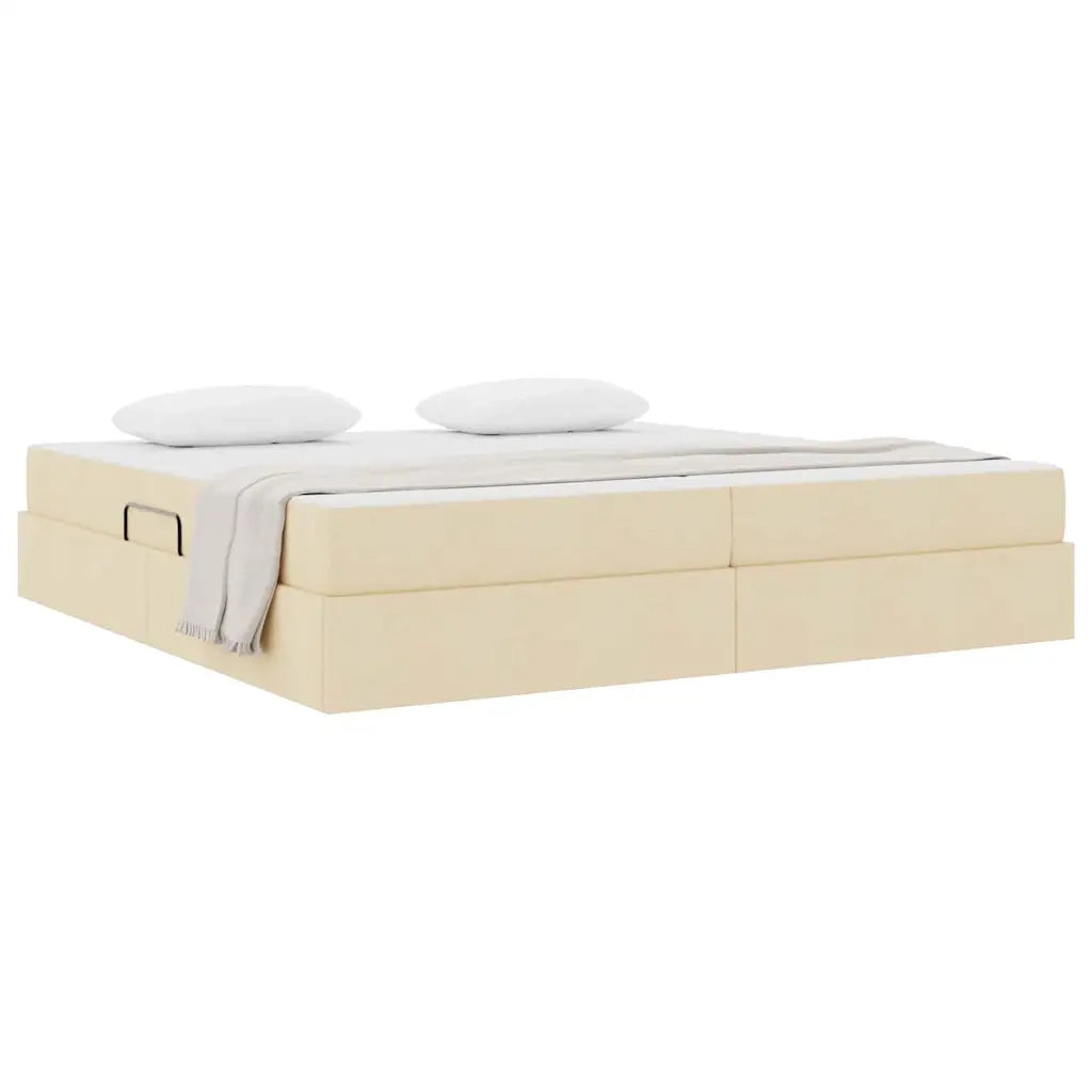 Letto con contenitore e materasso Crema 200 x 200 cm Poliestere