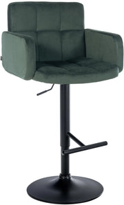 Sgabello da bar Los Angeles in velluto Verde scuro,nero