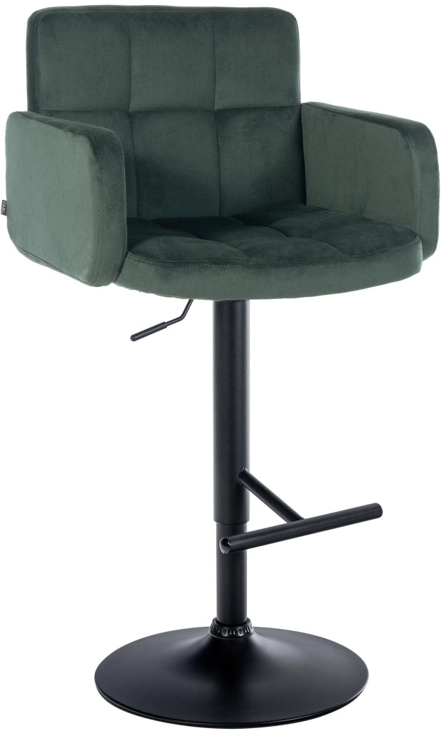 Sgabello da bar Los Angeles in velluto Verde scuro,nero