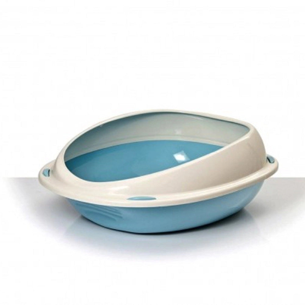 Trade Shop - Lettiera Scoperta Per Gatti Gatto Shuttle Con Bordi Rialzati Salva Sporco 57 Cm - Celeste