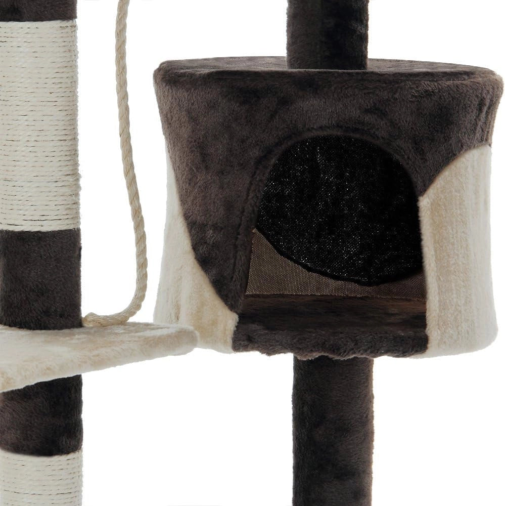 Deuba CADOCA Albero Tiragraffi 112 cm 3 Piattaforme 1 Cuccia per Gatti 2 Palline 1 Corda da Gioco Affila Unghie Gatto