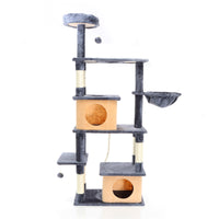 Fudajo Albero tiragraffi per gatti grigio scuro 161cm con graffiatoi in sisal
