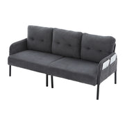 Divano lineare 3 posti - con tasca laterale e schienale ergonomico - in tessuto cord grigio
