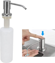 Dispensatore di sapone - Pomp di sapone - Dispensatore di sapone da cucina - Rond - Ingresso - Set riutilizzabile - 300 ml - Acciaio inossidabile per doccia cucina - Dispensatore di sapone per utensili per uso domestico - Cucina - Argento