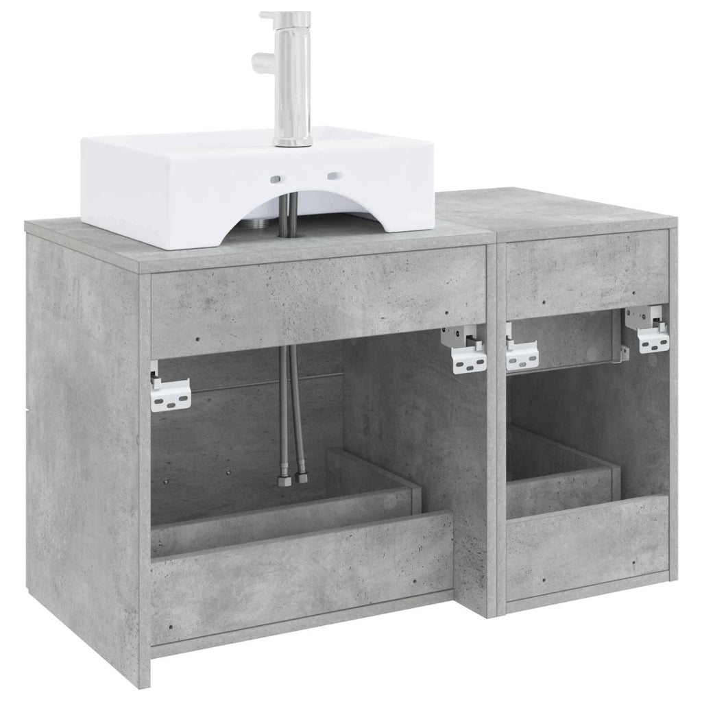 Set di mobili per il bagno 2 pz Grigio Cemento 3403971