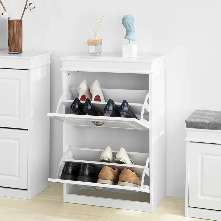 Scarpiera Salvaspazio Slim Portascarpe Salvaspazio Regolabili 54x24x83cm Bianco FSR78-W