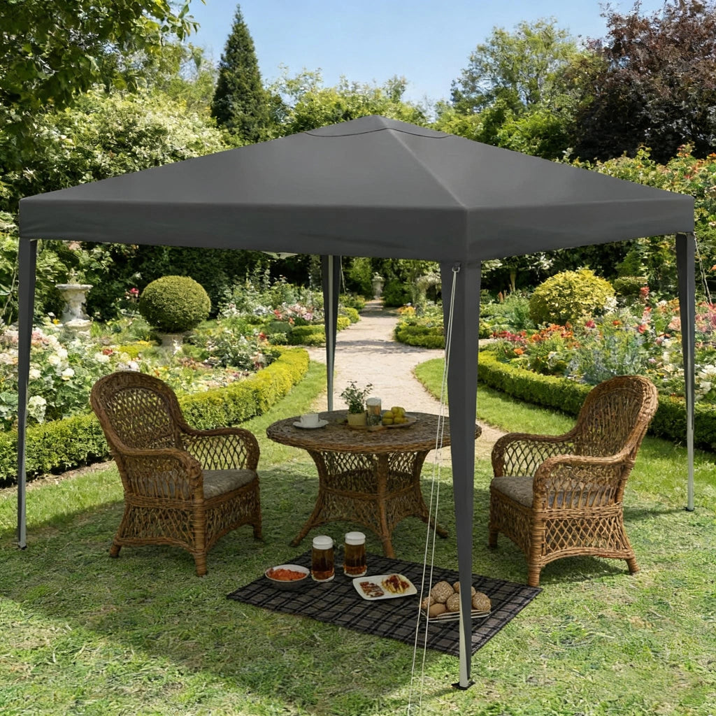 Gazebo da giardino 3x3 m regolabile in altezza, struttura in metallo, colore antracite