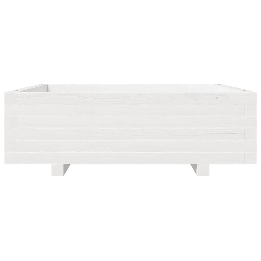 Fioriera rialzata per piante fiori terrazza giardino 80 x 80 x 26,5 cm legno di pino massiccio bianco 02_0037893