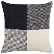 Cuscino decorativo toppe in cotone nero e beige 45 x 45 cm con imbottitura accessori decorativi soggiorno camera da letto