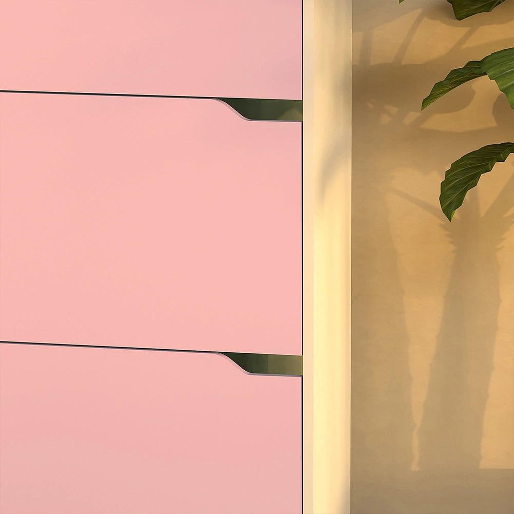 Scarpiera 4 Ante Ripiani Doppia Profondità Porta Scarpe Rosa e Bianco 63x24x150cm