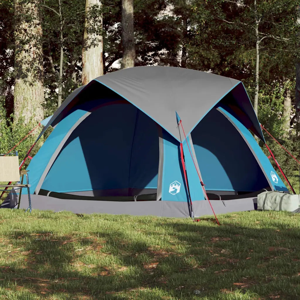 Tenda da Campeggio a Cabina per 4 Persone-Tenda per Escursionismo Blu Impermeabile 612476