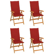 Sedie da Giardino 4 pz con Cuscini Rossi Massello di Teak cod mxl 22779