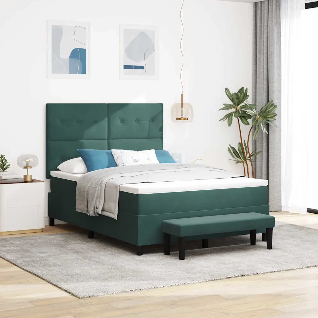 Letto a molle con testiera Verde scuro 200 x 160 cm Velluto 3344525