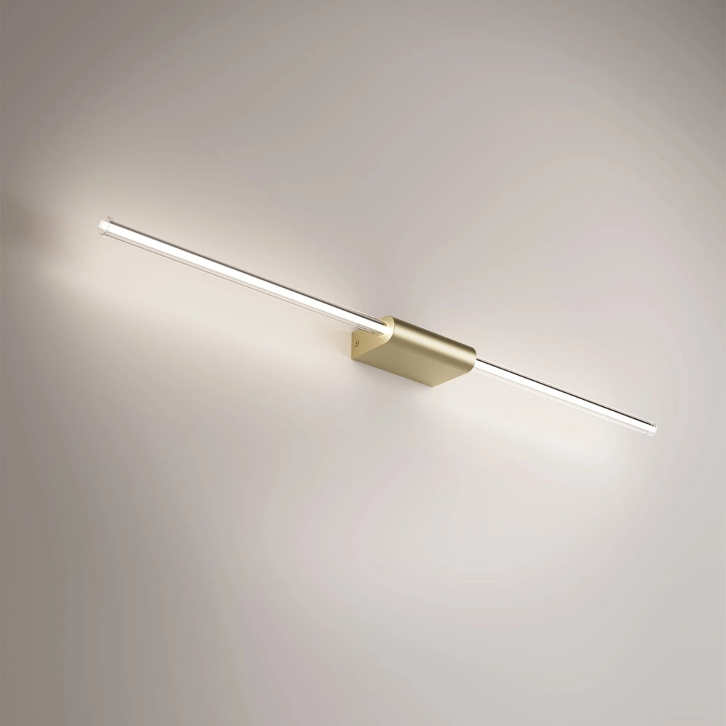 Brilliant Lampada da Parete e Soffitto in Alluminio Finitura Oro, Design Lineare e Compatto con Diffusore in Policarbonato, Efficienza LED 9W, 87.2cm