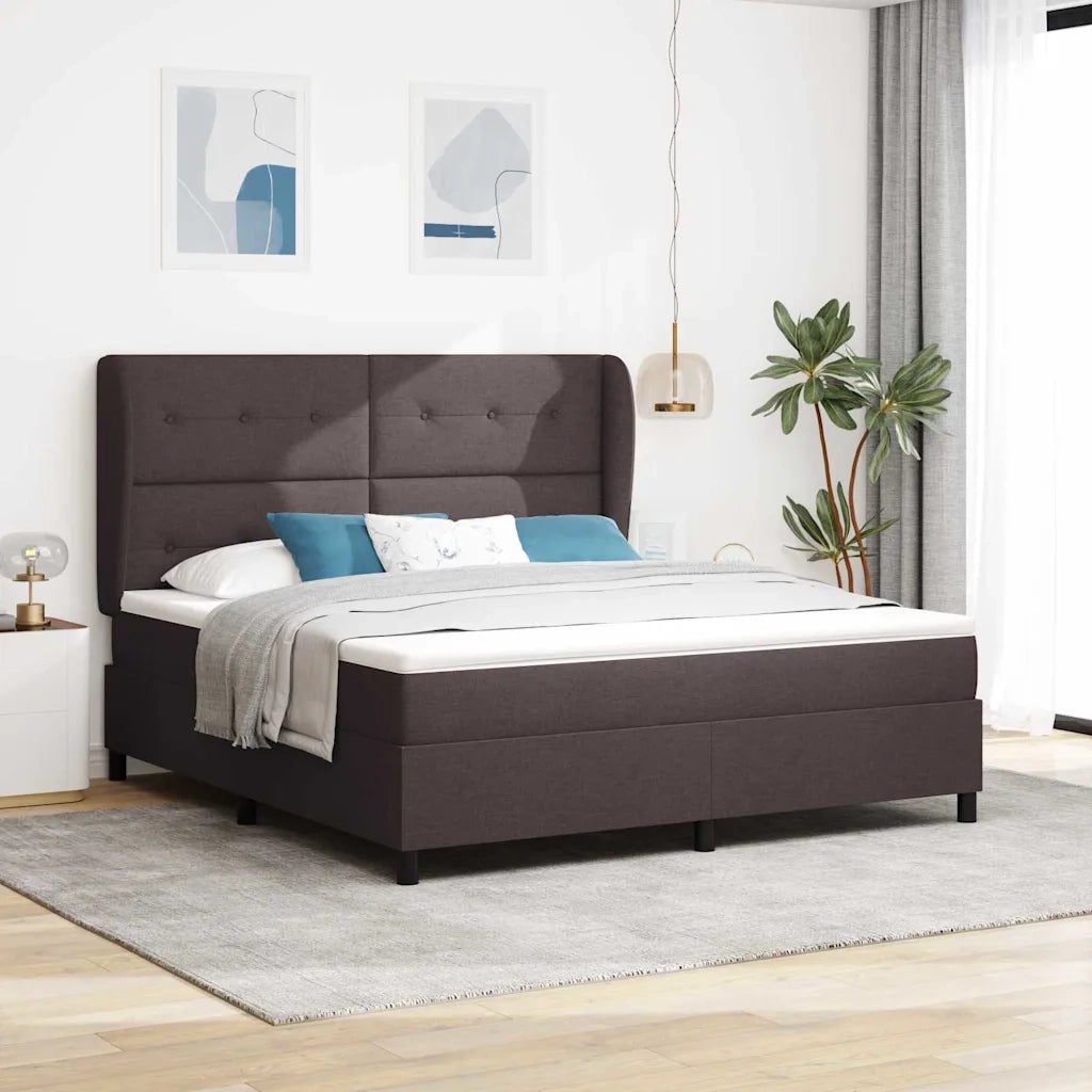 Letto a molle con materasso Marrone scuro 180 x 200 cm Tessuto 3340581