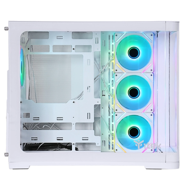 Case DARK CAVE CURVED - Gaming Tower- ATX- 4x12cm ARGB fan- 2xUSB3- Type-C- Curved Temp Glass Side & Front Panel- White Edition