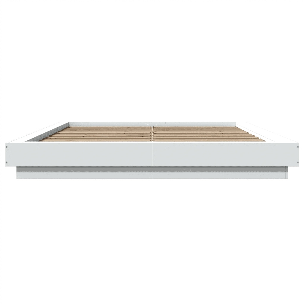 Letto matrimoniale | Letto per adulti | Giroletto con Luci LED Bianco 160x200 cm in Legno Multistrato