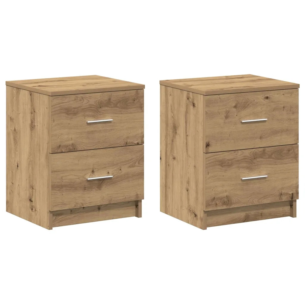 Comodini 2 pz con 2 cassetti rovere artigianale 40x36x50 cm 858802