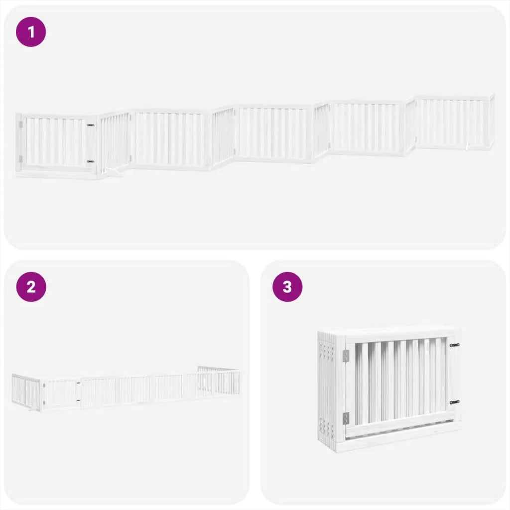 Cancelletto di sicurezza per animali domestici porta pieghevole 10 pannelli legno di pioppo bianco 02_0023094