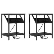 Set di 2 Comodini | Armadio da Notte | Mobiletto da notte Rovere Nero 38 x 30 x 48 cm
