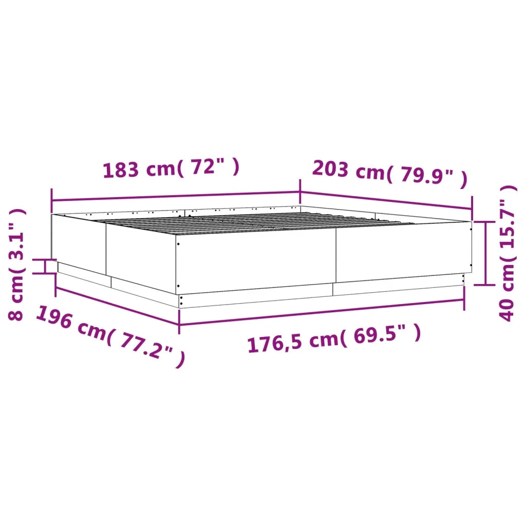 Giroletto Grigio Sonoma 180x200 cm in Legno Multistrato 3209686