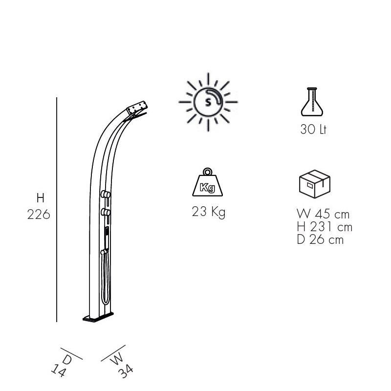 Doccia Solare In Alluminio Dada 40 Litri Con Miscelatore E Doccetta Mobile  Colore Blu Cv-D340/5012