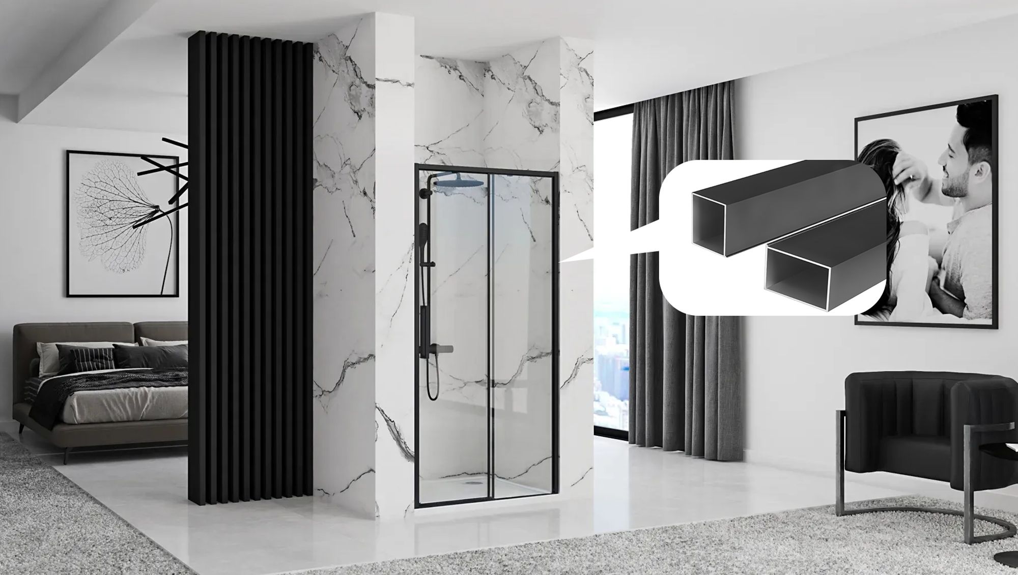 Profilo D'allargamento Per Cabine Doccia Solar Fargo Rapid Black