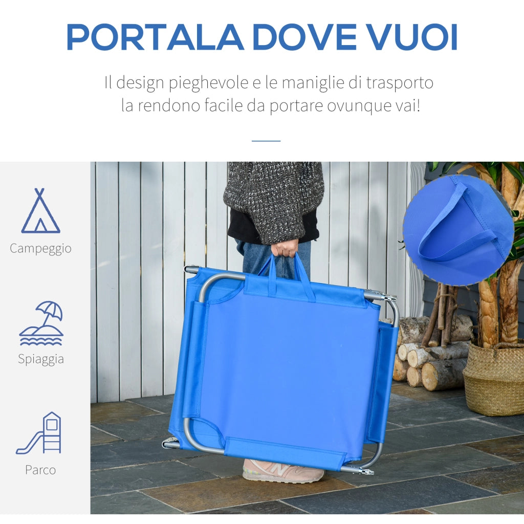 Sdraio Pieghevole con Schienale Regolabile ¨C zephmum ¨C Blu 187x55x24 cm