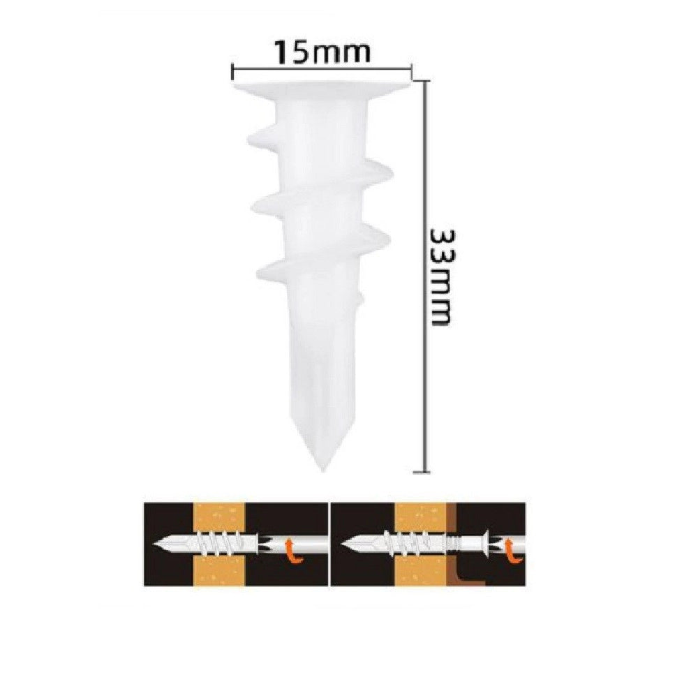 Trade Shop - Set 15 Pezzi Tasselli In Plastica Tassello Fischer Fissaggio Viti 15x33mm 57180 -