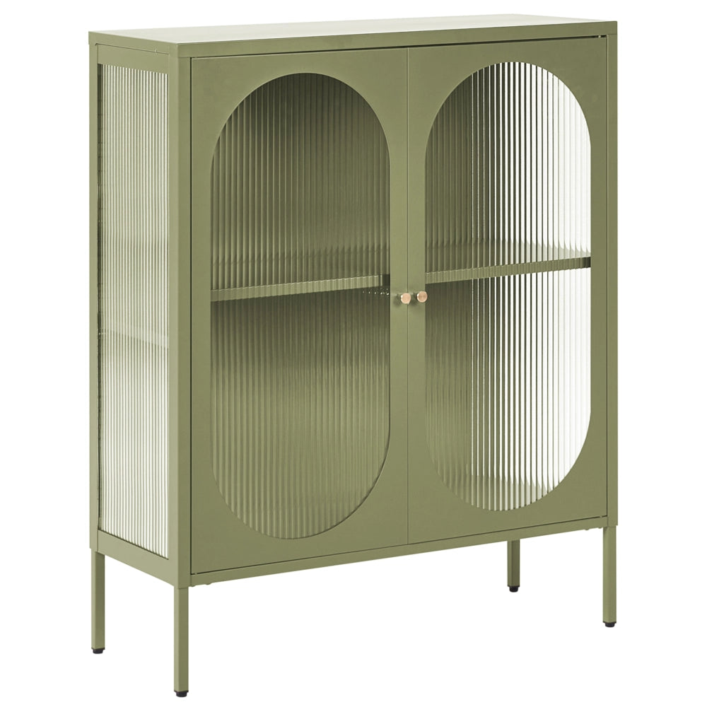 Vetrina moderna in acciaio bianco e ante in vetro 90 x 35 cm in stile contemporaneo industriale sala da pranzo soggiorno