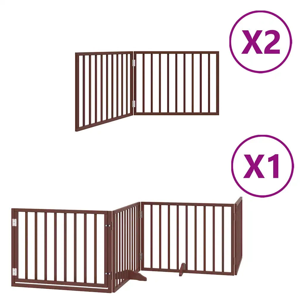vidaXL Cancello Cani Porta Pieghevole Marrone 8 Pannelli 640cm Pioppo