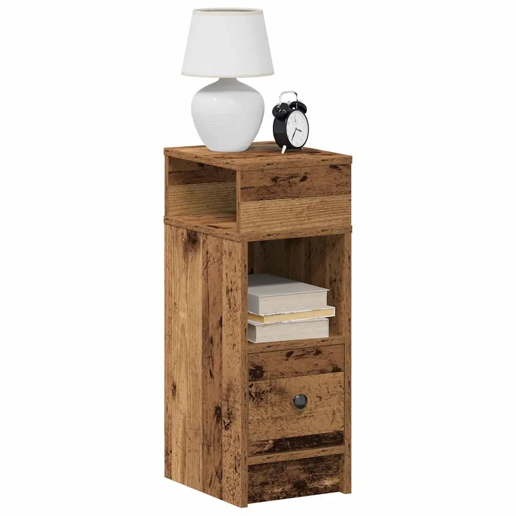 Comodini 2 pz con Cassetto Legno Antico 25x31x66 cm