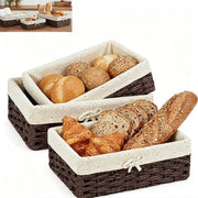 Set Decorativo di 3 Boccali di Rete di Seta con Fodera di Cotone, Ideale per Pane, Desserti e Ripostigli in Cucina o Salotto, Marrone