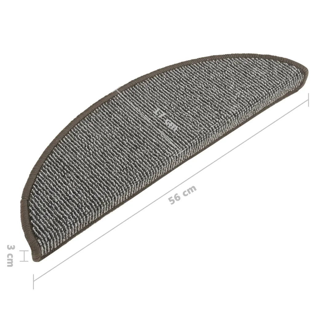 Tappetini per scale 15 pz 56x17x3 cm Grigio Semicircolari 149846