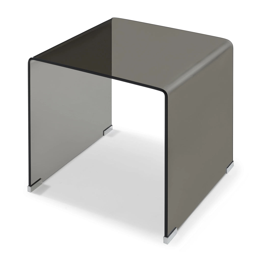 Tavolino da Salotto Varlofrek in Vetro 50 x 50 x 50 cm - Grigio Scuro [en.casa]