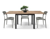 PAZZO DESIGN Tavolo allungabile, Rovere Rustico, Nobilitato melaminico, Made in Italy, Basamento Nero, 90 x 90 x 76,5 cm