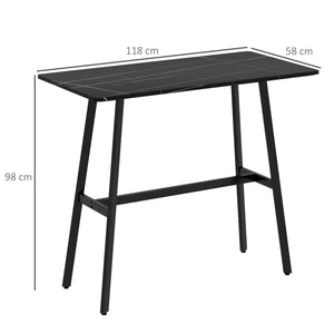 Tavolo Bar Rettangolare Alto 118x58x98 cm in MDF e Metallo Nero