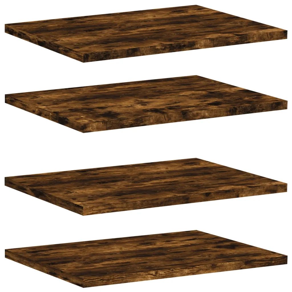 Mensole Parete 4pz Rovere Fumo 40x30x1,5 cm Legno Multistrato 838207