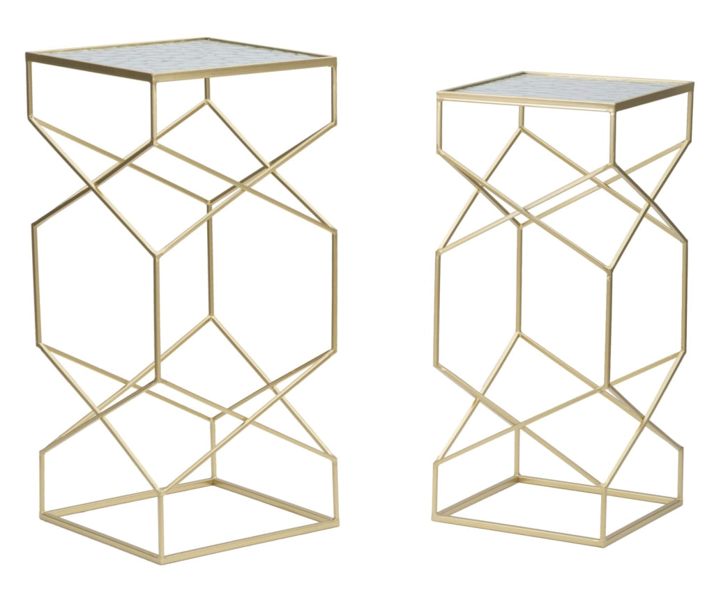 TAVOLINETTI GLASSY COPPIA CM 31,5X31,5X68-28X28X64