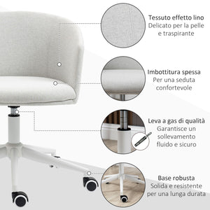 Sedia da Ufficio Operativa 57x56x70-78 cm in Tessuto Grigio Chiaro