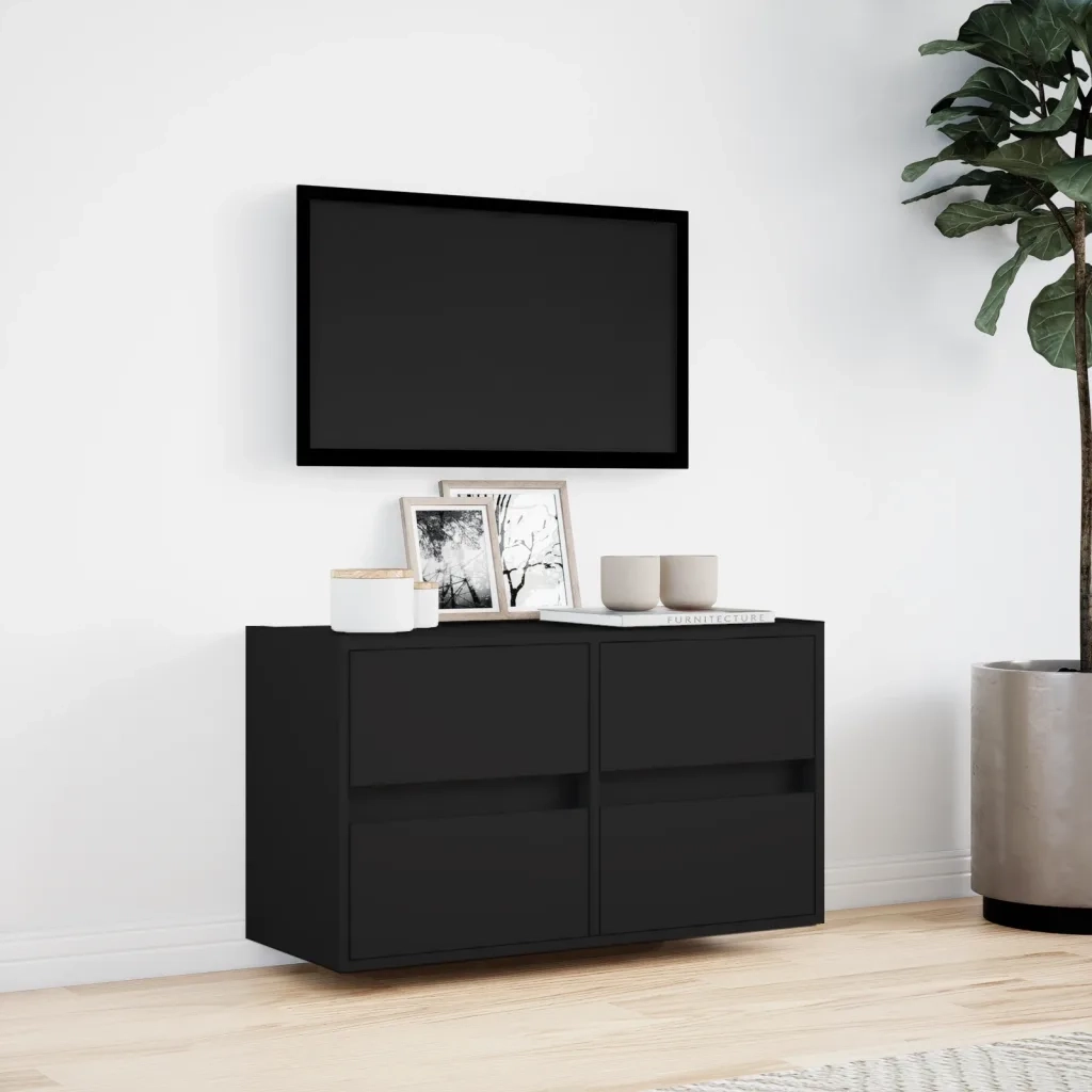 Mobile TV a Parete con Luci LED Nero 80x31x45 cm 852286